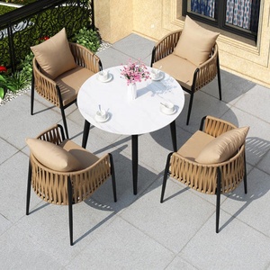 Châu Âu Phong Cách Thiết Kế Mới Nhôm Vườn Mây Bàn Ghế Đặt Sang Trọng Ngoài Trời Ăn Uống Đặt Không Thấm Nước - Product Image 3
