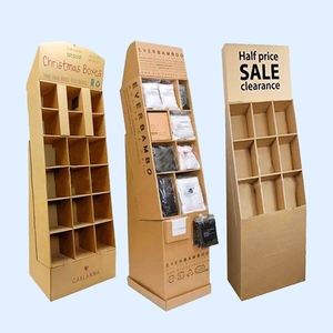 Support d'affichage au sol en papier kraft pliable à 3 niveaux, écologique, avec revêtement UV, pour supermarché, présentoir en carton ondulé - Product Image 3