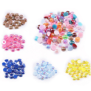 Perlas acrílicas de imitación de perla de color AB, de base plana y forma semicircular, para decoración de uñas, joyería y ropa, paquete de 10000 unidades. - Product Image 1