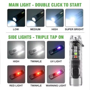 Mini El Feneri Dış Mekan LED Anahtarlık Işığı Taşınabilir Uyarı Güçlü Işık Şarj Edilebilir Manyetik Emişli Küçük El Feneri - Product Image 5