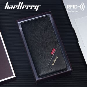 กระเป๋าสตางค์ยาวผู้ชาย Baellerry สีดำกาแฟ ป้องกัน RFID ช่องใส่บัตรหลายช่อง พับสองตอน หนังนิ่ม ใช้ได้ทุกวัน - Product Image 1