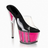 Sandales à talons de 7 pouces (17 cm) la plupart des couleurs, semelle transparente, dessus transparent, sexy, chaussures de danse sur piquet, chaussures d'entraînement de studio, résistantes à l'usure