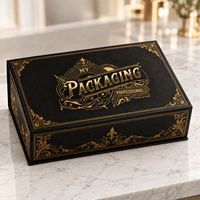 Boîte d'emballage personnalisée pour flacons de peptides, rigide, à fermeture magnétique, noir mat avec estampage à chaud doré, avec insert à 5 fentes pour flacons de 3 ml, 5 ml, 10 ml
