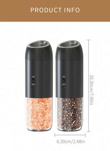 Electric Gravity Salt and Pepper Grinder Set <b>Spice</b> <b>Jar</b> Rechargeable Black Pepper Mill Grinder With Blue Light and Stand - Product Image 5