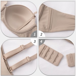 SUHE Women's Seamless Half Cup Bra Glossy Soft Steel Ring <b>Small</b> <b>Chest</b> Push Strapless Non-Slip Underwear Nylon Fabric Rear Double - Product Image 1