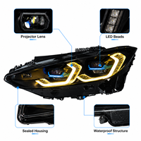 Ensemble de phares LED BK pour BMW Série 4 2020-2026, yeux dorés, DRL Spoon, projecteur laser bicolore, Plug and Play
