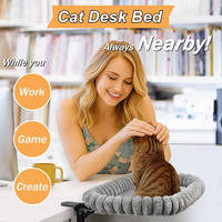 Lit de bureau pliable pour chat, nid, hamac pour petits et grands chats, endroit de repos intérieur, table de jeu de bureau, pince, gain de place, lits de bureau pour animaux de compagnie