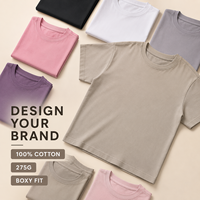 Camisetas Casuales de Manga Corta para Hombre, Estilo Hip Hop, Cuello Redondo Acanalado, Corte Holgado, 100% Algodón, 275GSM, Impresión DTF Personalizada, Venta al Por Mayor