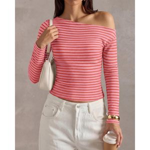 Haut court ajusté à rayures et épaules dénudées pour femme, style Y2K, idéal pour sortir - Product Image 4