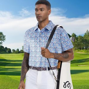 Camisa de Golf para Hombre, Manga Corta, Secado Rápido, Estampada, Absorbe la Humedad, Cuello Polo, 100% Poliéster Tejido - Product Image 2