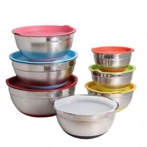 Stainless Steel 7 Piece Mixing Bowls with Lids for Kitchen Baking Prepping Cooking Serving Food - Product Image 4