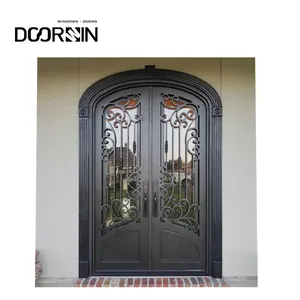 Shandong Supplier Exquisite Simple Wrought Iron Doors Double Exterior Entry Door