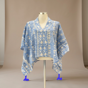 Floral Print Cotton Kimono V-Neck Loose <b>Boho</b> Short Sleeve Asymmetrical Hem <b>Summer</b> <b>Dress</b> Short Kaftan Top <b>Summer</b> Short <b>Dress</b> - Product Image 1