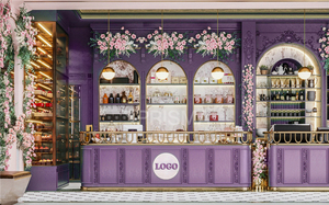 เฟอร์นิเจอร์ตกแต่งร้านกาแฟสมัยใหม่ ดีไซน์เคาน์เตอร์บาร์ RA10 เคาน์เตอร์บาร์กาแฟสำหรับขาย ตู้โชว์ร้านชานมไข่มุก - Product Image 2