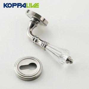 Koppalive Franse Stijl Koperen Hendel Deurklink Met Kristal Split Design Slaapkamer Binnendeurslot In Pvd, Chromen Afwerking - Product Image 2