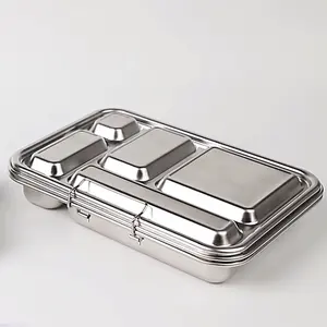 2022 Aohea bentobox personalizado niños y adultos 304 2 5 Compart caja de almuerzo Bento de acero inoxidable buena calidad tazón de sopa caja de almuerzo