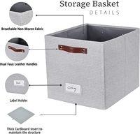 Lot de 4 grands paniers de rangement en toile pliable avec poignées pour rangement à domicile et au bureau.