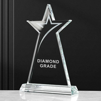 Cheap Clear Glass Blank Awards Custom Star Awards Cup Creative Crystal Glass Trofeos Premios con estrella grabada