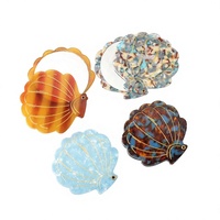 Cermin Lipat Kecil Cantik Bentuk Kerang Laut untuk Wanita dan Anak Perempuan, Cermin Rias Genggam Dinding, Cermin Kosmetik Kompak Custom dari Asetat dengan Kotak