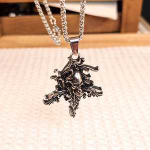 Colgante de calavera de acero inoxidable gótico retro para hombre, collar de Hip Hop con dije temático SP1115 - Product Image 4