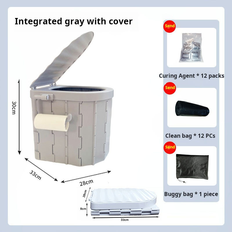 Gris avec couvercle, livré avec 12 sacs poubelles + 12 agents de durcissement.