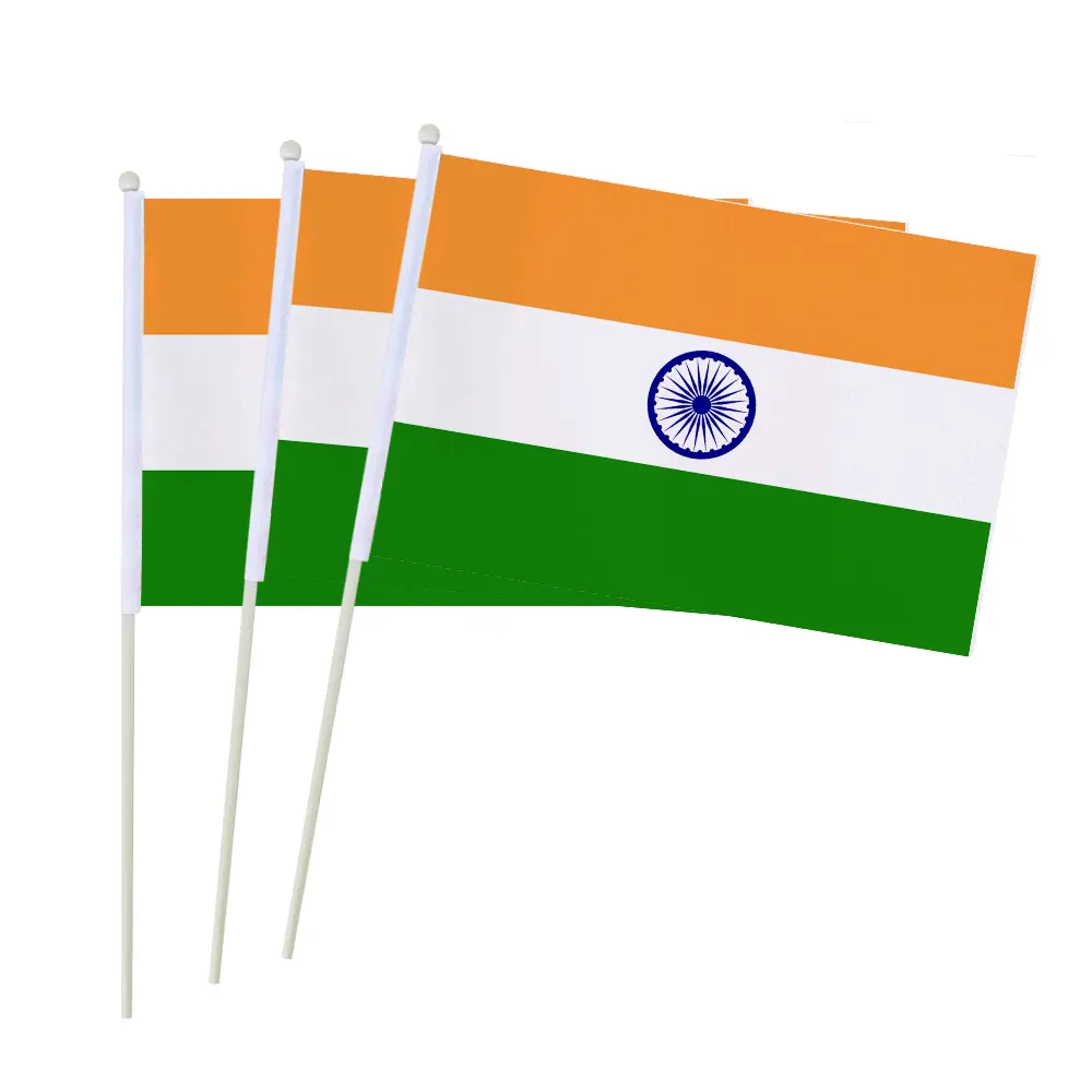 Neue Produkte Indien Schlussverkauf Fahnen 30 * 45 cm Indien handgeführte wasserdichte Flagge Stange individuell