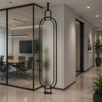 Paravent moderne en verre et métal avec thème artistique et design luxueux