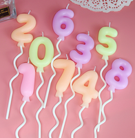 Ballon rotatif numéro bougie célébration d'anniversaire 100 jours couleur bonbon cuisson bougies d'anniversaire enfichables
