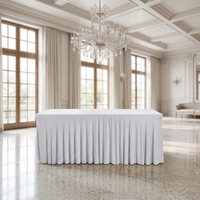 Nappe de table moderne pour hôtel, bureau, conférence, mariage, banquet, en polyester, couleur unie, modèle long, avec élastique pour la fixation