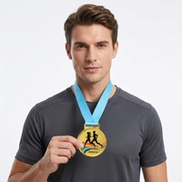 Médailles de course personnalisées en alliage de zinc 3D avec ruban, souvenirs de marathon sportifs en or, médailles de course amusantes