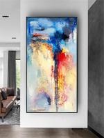 Peinture à l'huile abstraite faite à la main sur toile, décoration murale moderne pour salon, hôtel, porche, intérieur, affiche, image, vente en gros
