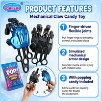 Jouet main robotique Mecha à bonbons pétillants, main mobile contrôlée par anneau de doigt, nouveauté pour enfants, vente en gros et en vrac