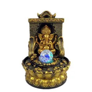 Luxury Thai Feng Shui Business Wealth Home Shop Decoration Creative Ganesha Water Fountain