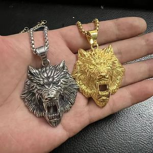 Collier avec pendentif tête de loup en acier inoxydable, bijoux unisexes, cadeau du zodiaque animal - Product Image 2