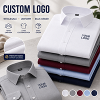 Kemeja Formal Pria Bisnis Slim Fit Lengan Panjang Polos Kantor Logo Kustom Grosir Pakaian Kerja Profesional