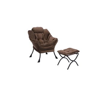 Db Modern Cotton <b>Lounge</b> <b>Chair</b> Steel Frame Cushion Back Manual Recliner Living Room Furniture - Product Image 4