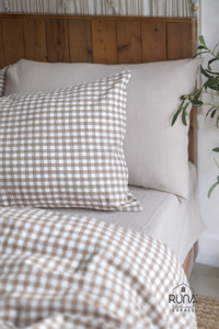 Premium Hotel <b>Bedding</b> Supplier High-Quality 100% Cotton Washed <b>Bedding</b> Set 4 Piece Gingham Woven Color Brown For King Queen Size - Product Image 2
