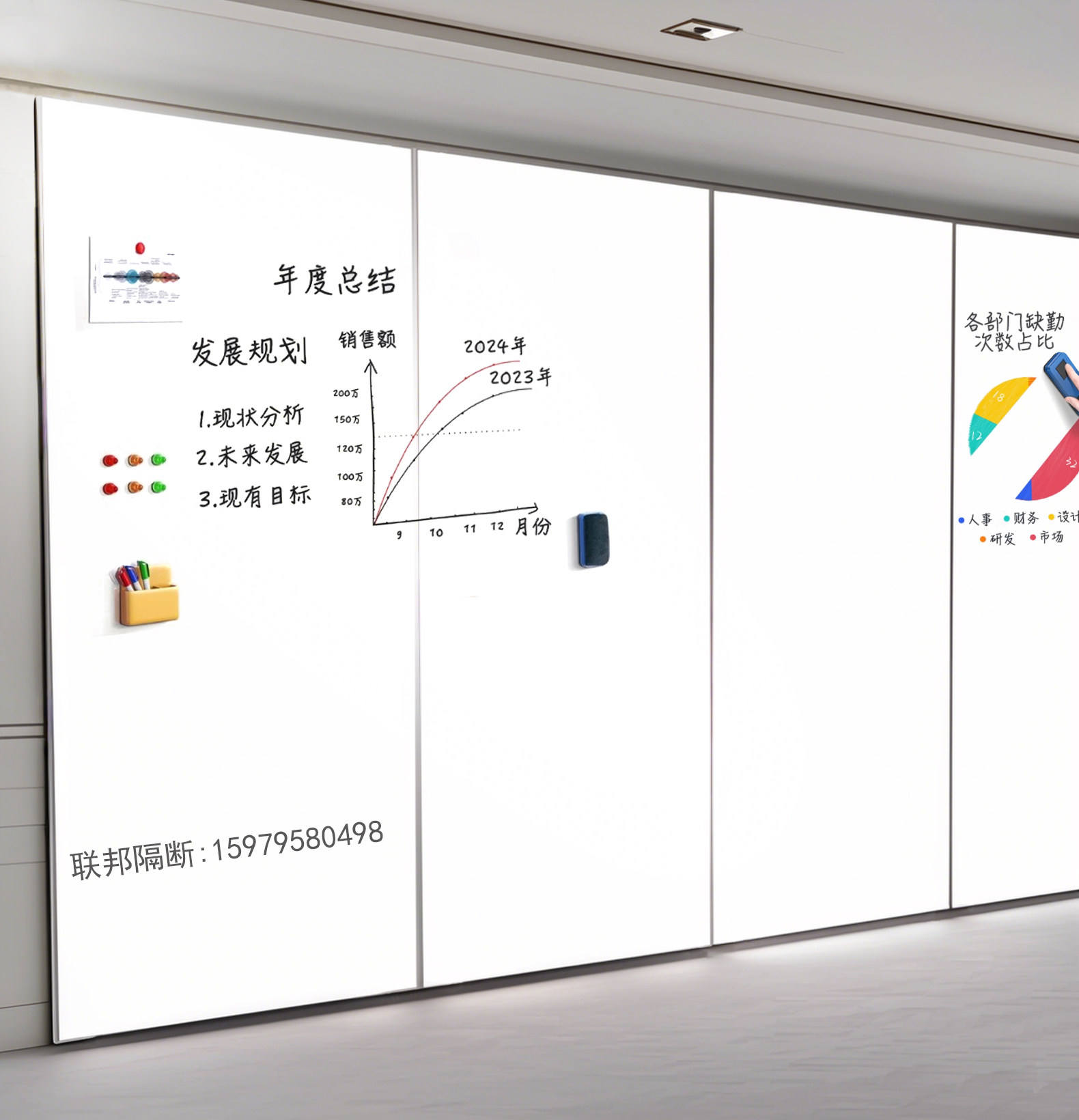 Finition magnétique - Peut servir de tableau blanc pour salle de conférence ou bureau.