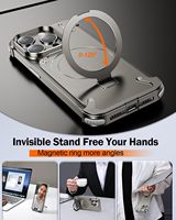 Coque de téléphone portable antichoc à cadre en métal avec support de téléphone pour iPhone 15promax 15pro 15plus 15 14promax Charge magnétique Frost
