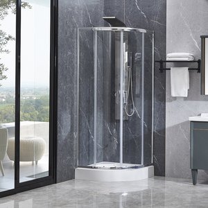 Bagno con doccia in vetro bianco per uso domestico - Product Image 1