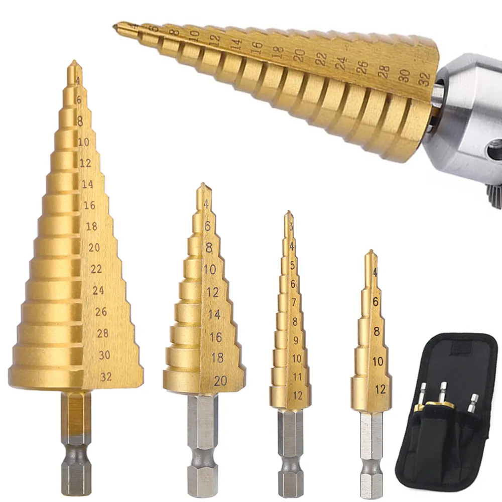 3-12mm 4-12mm 4-20mm Hss Power Tools Hss Wood Metal Drilling Step Drill Bit