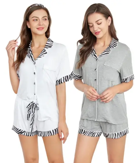 Zebra Cotton Pajamas 2023 Summer High Quality Fashion Girls Bamboo Cotton Pajamas Headband Luxury Pajamas