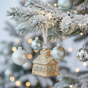<b>Christmas</b> Golden Village House Glass Ball Home Decor Handmade <b>Christmas</b> <b>Tree</b> Party Hanging Glass Ornaments Ball - Product Image 5