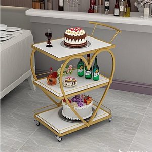 Carrito de Servicio Metálico, Moderno y Duradero, para Bebidas, Aperitivos y Té, con 4 Ruedas, 3 Niveles, para Club, KTV, Banco, Tienda 4S, Bar - Product Image 4
