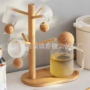 Bamboo Creative Draining Rack Oval Natural Wood Color Hanging <b>Kitchen</b> Sundries Storage Organizer - Product Image 4
