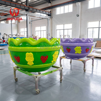 Manège Crazy Coffee Cup pour Parc d'Attractions, Manège Rotatif en Forme de Tasses avec Lumières, Équipement de Jeu Extérieur