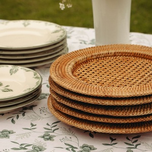 Hecho a mano moderno Color Natural tejido ecológico ratán 320mm diámetro mantel plato cargador para el hogar accesorios de cocina - Product Image 4