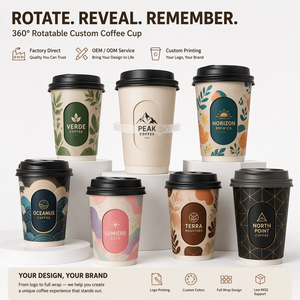 Vaso de Papel Biodegradable de Doble Pared Giratorio, Sin Blanquear, con Tapa, Tamaño Personalizado, para Tiendas Gourmet, Empaque Premium para Bebidas - Product Image 2