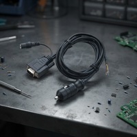 Kabel Combo Daya 12V dengan Colokan Pemantik Rokok, Klip Pegas Ganda, Konektor DB9 Betina, Sekrup Knurled, dan Jack DC Barrel