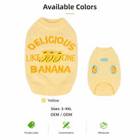 Pull pour chien tricoté, vêtements pour animaux de compagnie, décoration 3D banane, col côtelé, vêtements en gros OEM personnalisés